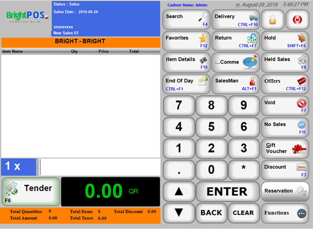 point of sale software user interface